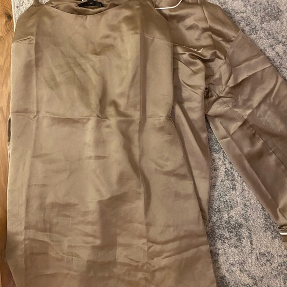 Tan Missguided Script Shirt and Slip Dress Pajama Set - Picture 3 of 3